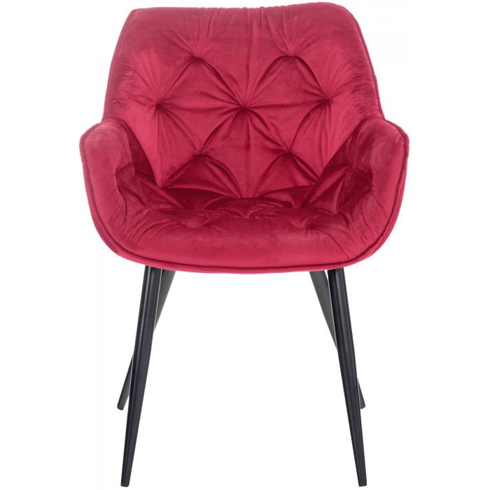 4er Set Stuhl HLO-CP88 Samt ~ rot