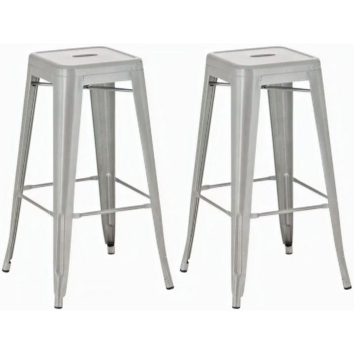 2er Set Barhocker HLO-CP21 ~ silber