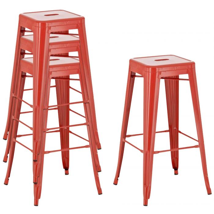 4er Set Barhocker HLO-CP21 ~ rot