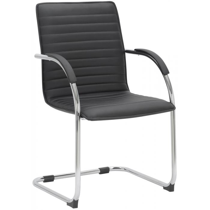 Besucherstuhl HLO-CP114 Kunstleder ~ schwarz