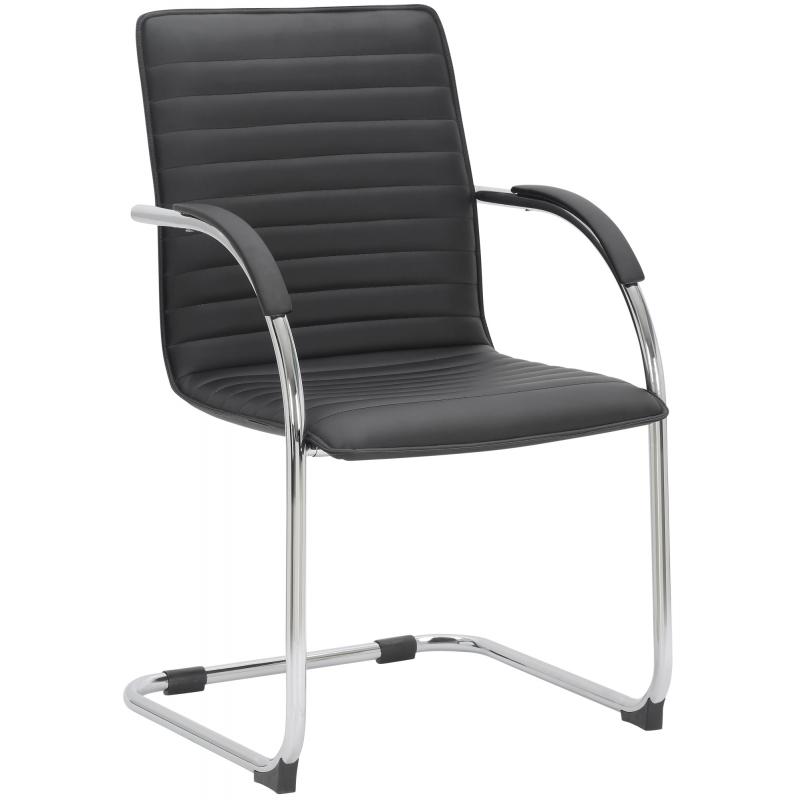 Besucherstuhl HLO-CP114 Kunstleder ~ schwarz