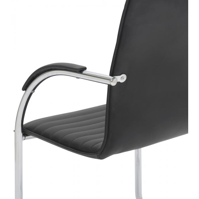 Besucherstuhl HLO-CP114 Kunstleder ~ schwarz