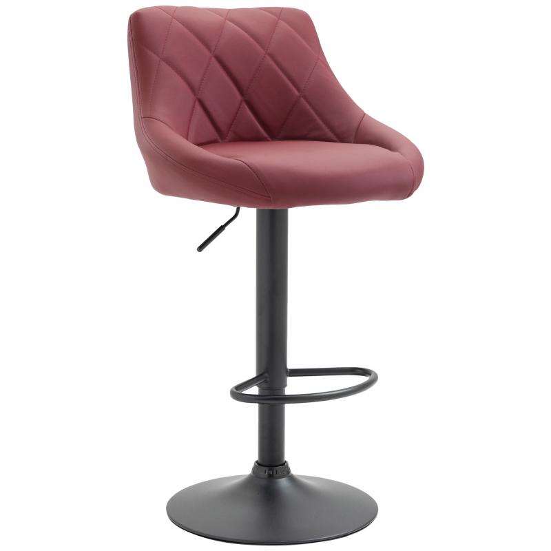 Barhocker HLO-CP30 Kunstleder schwarz ~ bordeauxrot