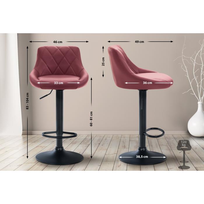 Barhocker HLO-CP30 Kunstleder schwarz ~ bordeauxrot