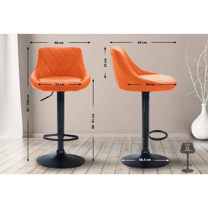 Barhocker HLO-CP30 Kunstleder schwarz ~ orange