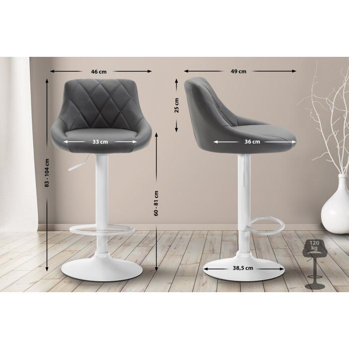 Barhocker HLO-CP30 Kunstleder wei ~ grau