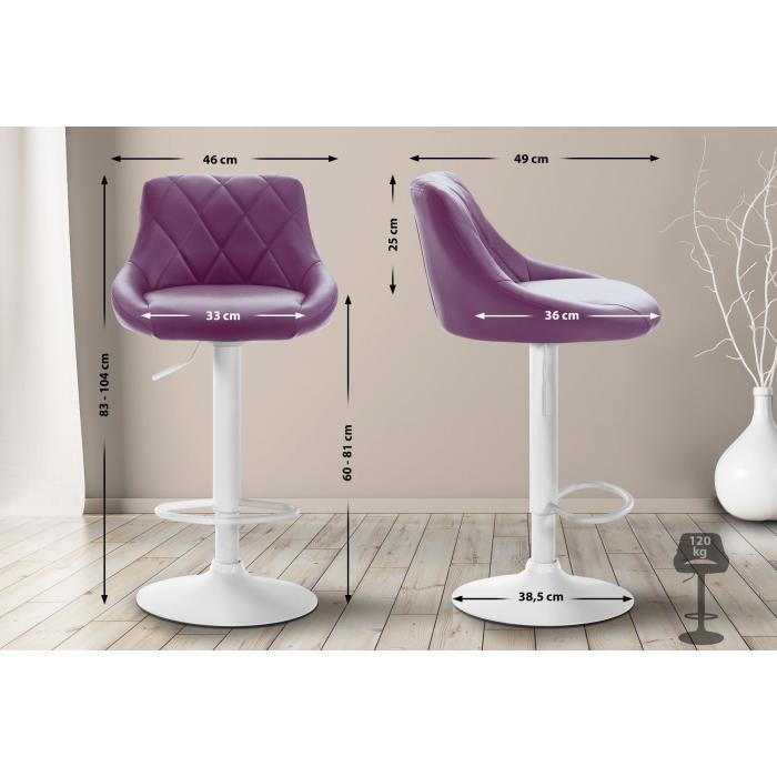 Barhocker HLO-CP30 Kunstleder wei ~ lila