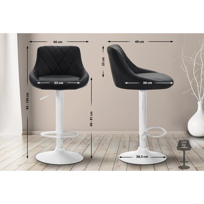 Barhocker HLO-CP30 Kunstleder wei ~ schwarz