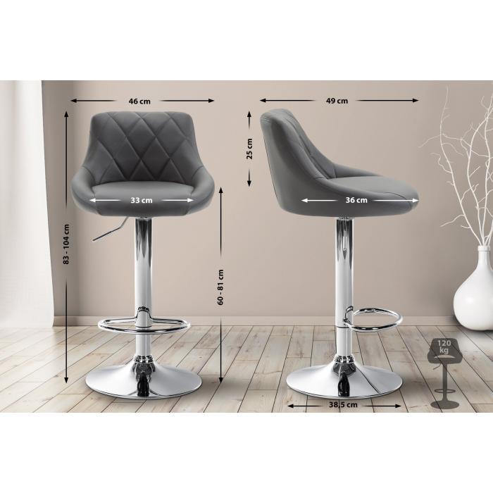 Barhocker HLO-CP30 Kunstleder ~ grau