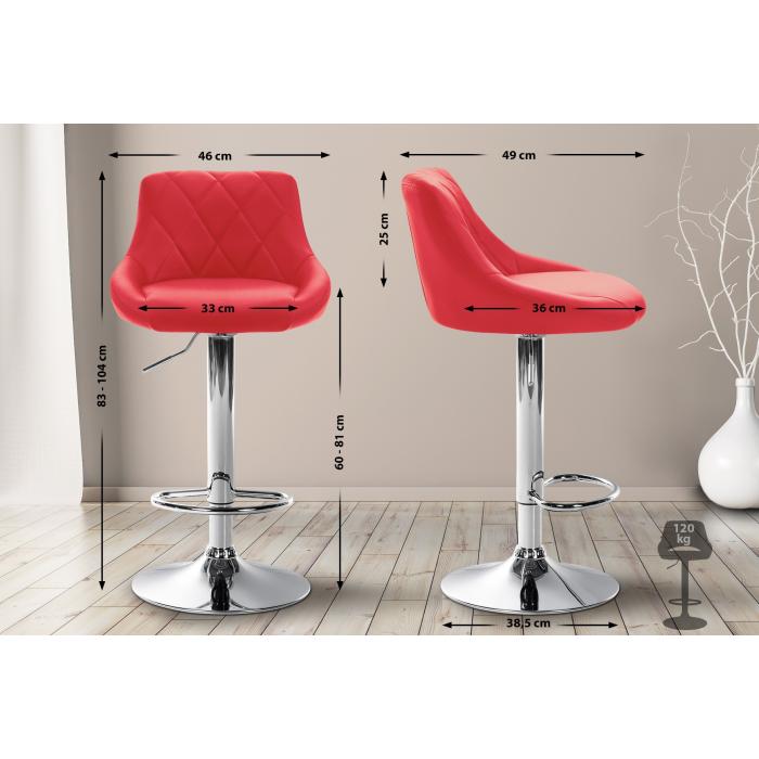 Barhocker HLO-CP30 Kunstleder ~ rot