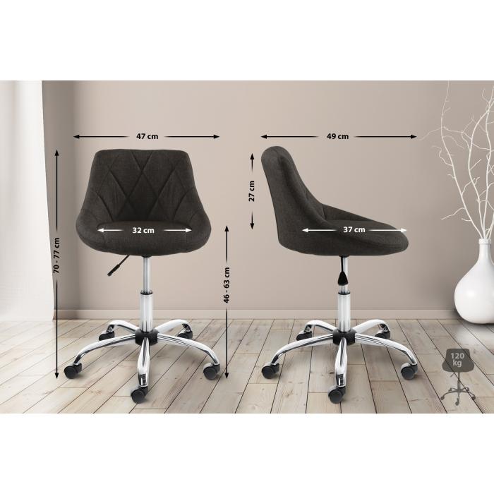 Arbeitshocker HLO-CP127 Stoff ~ dunkelgrau