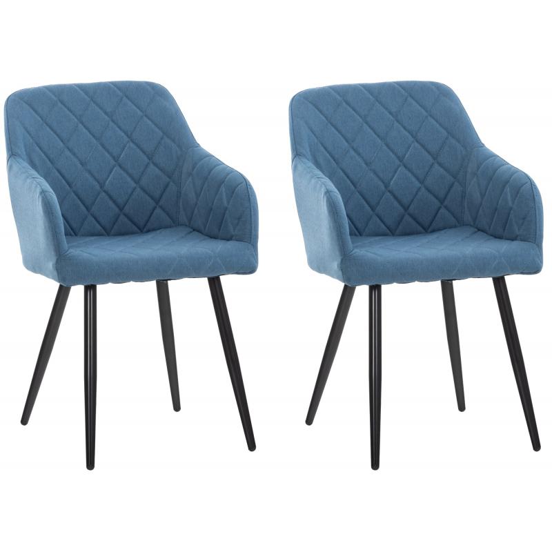2er Set Esszimmerstuhl HLO-CP4 Stoff ~ blau