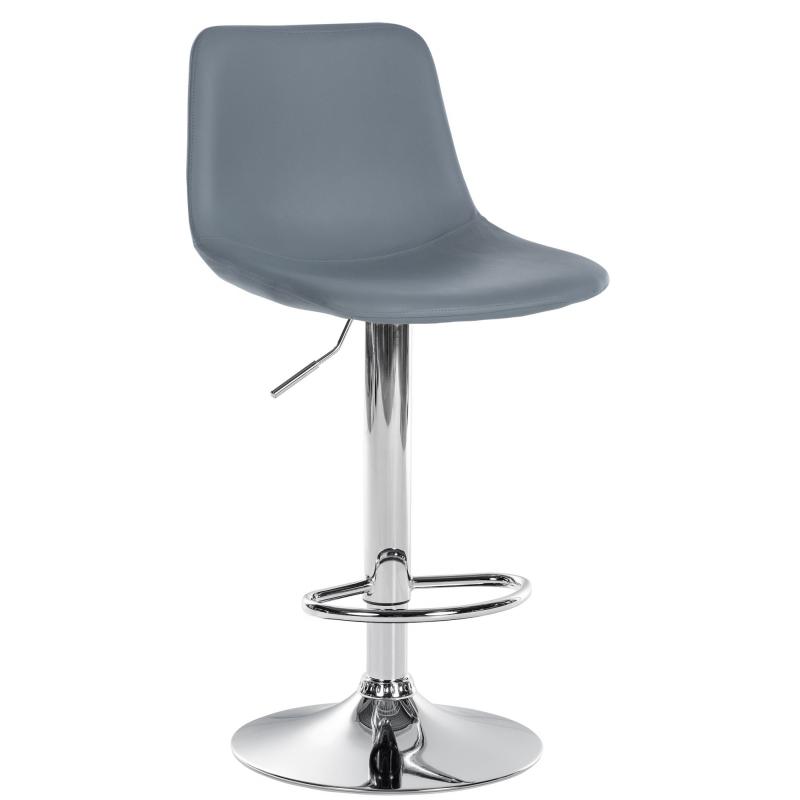 Barhocker HLO-CP251 Kunstleder chrom ~ grau