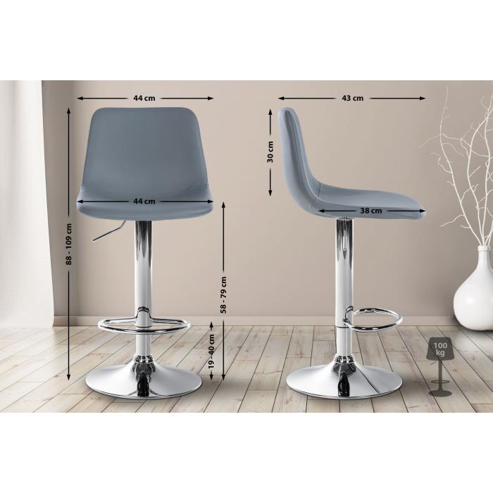 Barhocker HLO-CP251 Kunstleder chrom ~ grau