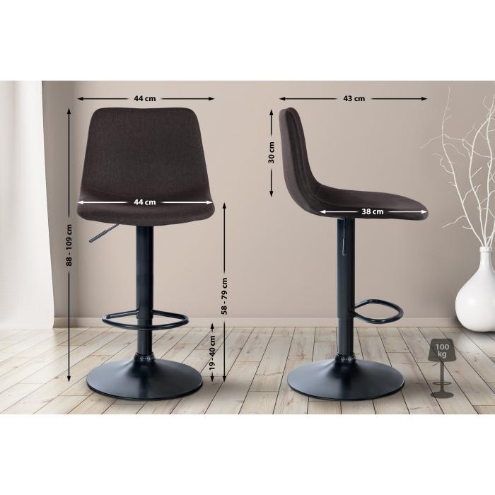 Barhocker HLO-CP253 Stoff Schwarz ~ taupe