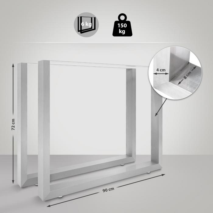 2er-Set Tischbeine HLO-CP1 90 cm ~ edelstahl