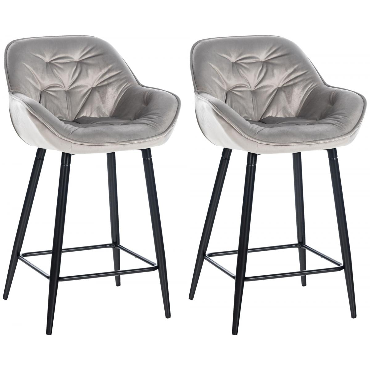 2er Set Barhocker HLO-CP259 Samt ~ grau