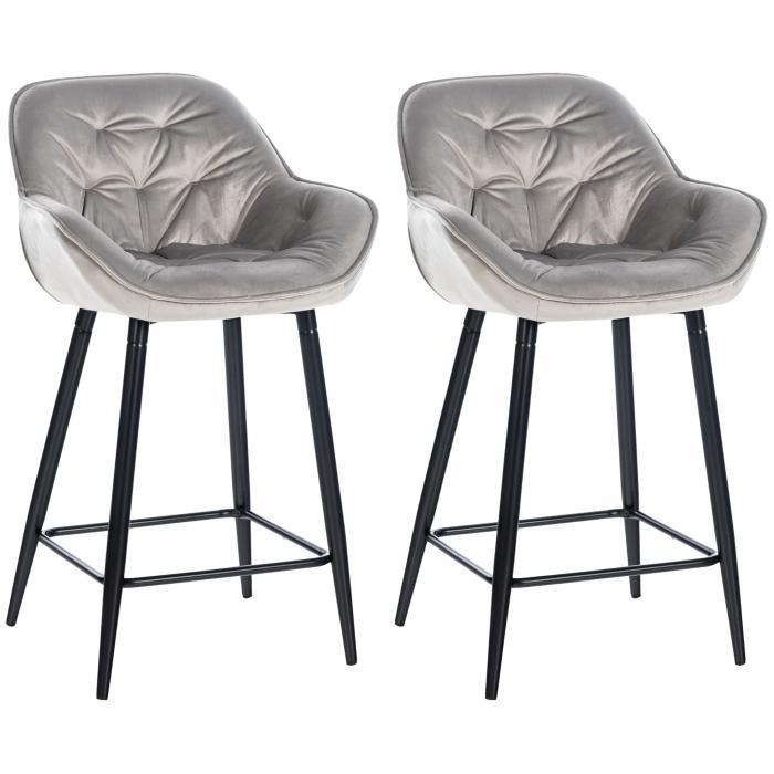 2er Set Barhocker HLO-CP259 Samt ~ grau