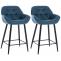 2er Set Barhocker HLO-CP260 Stoff ~ blau