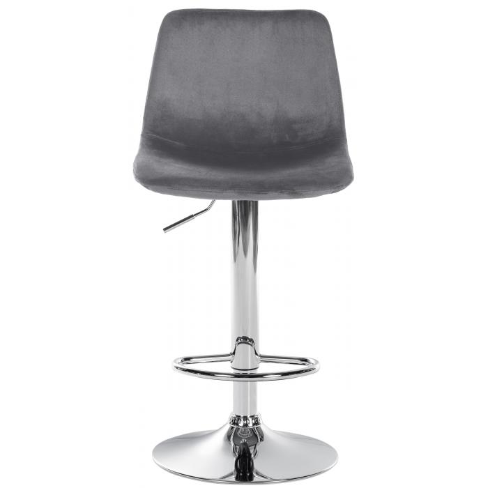Barhocker HLO-CP252 Samt Chrom ~ dunkelgrau