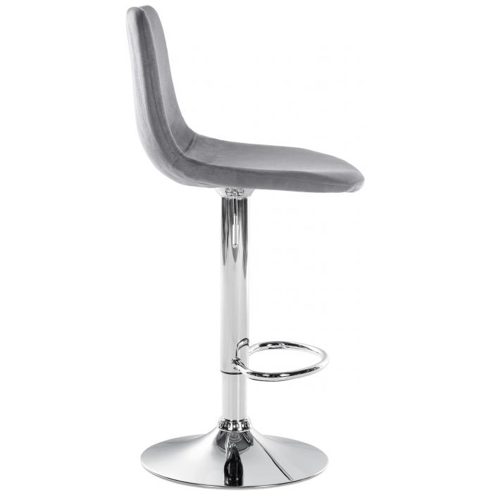 Barhocker HLO-CP252 Samt Chrom ~ dunkelgrau