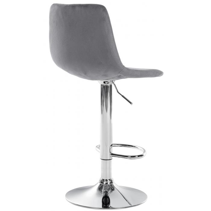 Barhocker HLO-CP252 Samt Chrom ~ dunkelgrau
