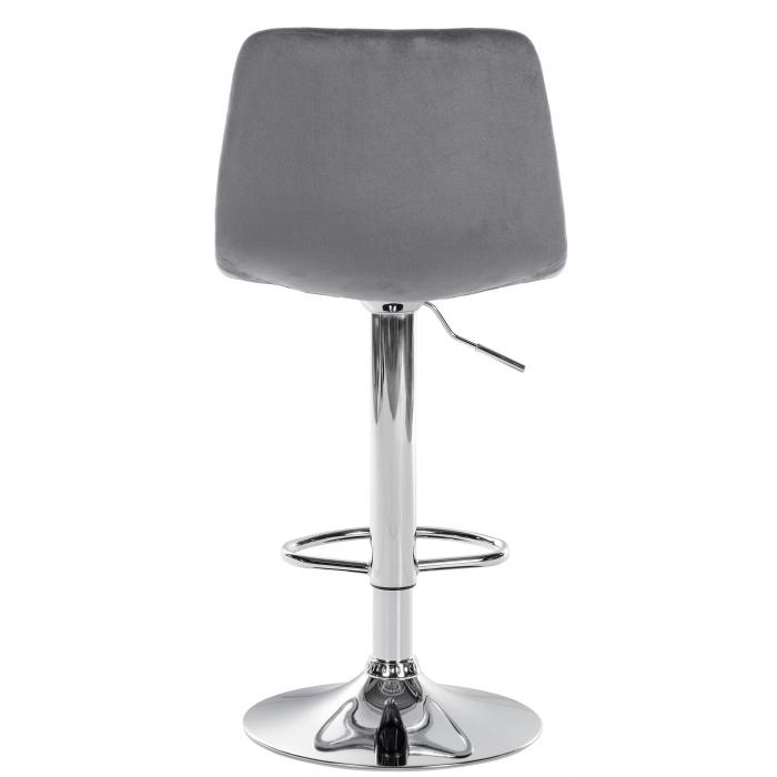 Barhocker HLO-CP252 Samt Chrom ~ dunkelgrau