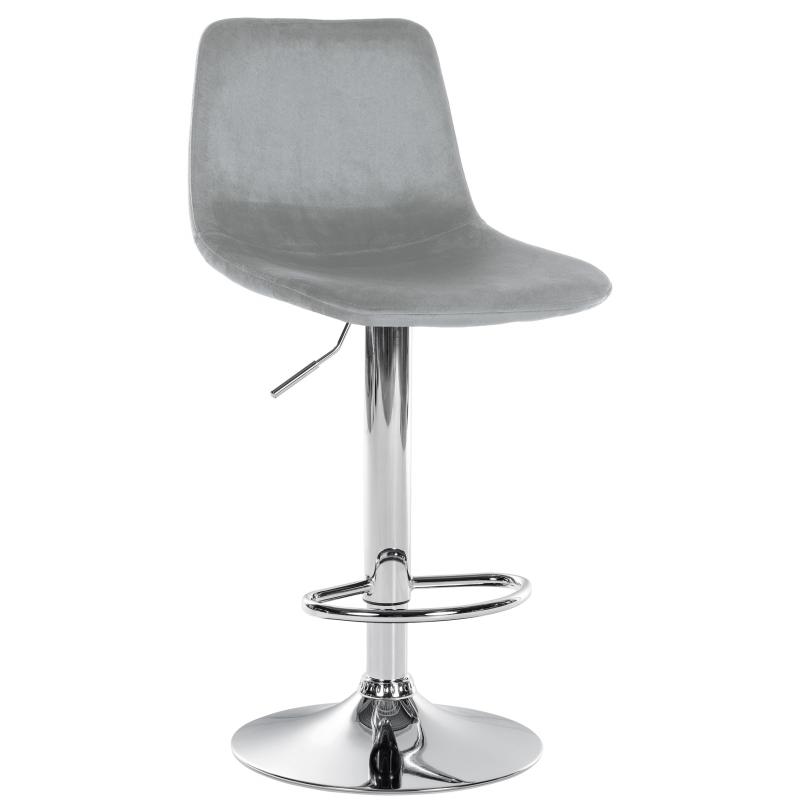 Barhocker HLO-CP252 Samt Chrom ~ grau