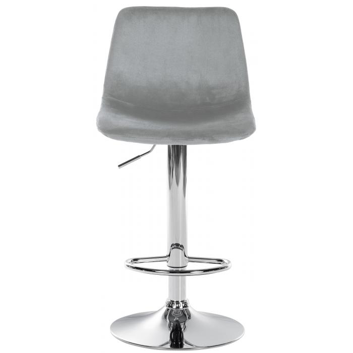 Barhocker HLO-CP252 Samt Chrom ~ grau