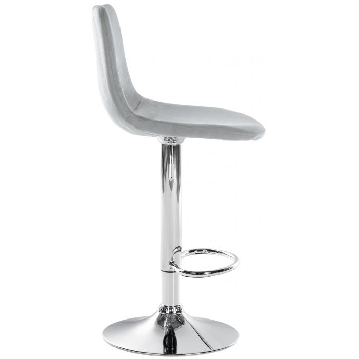Barhocker HLO-CP252 Samt Chrom ~ grau