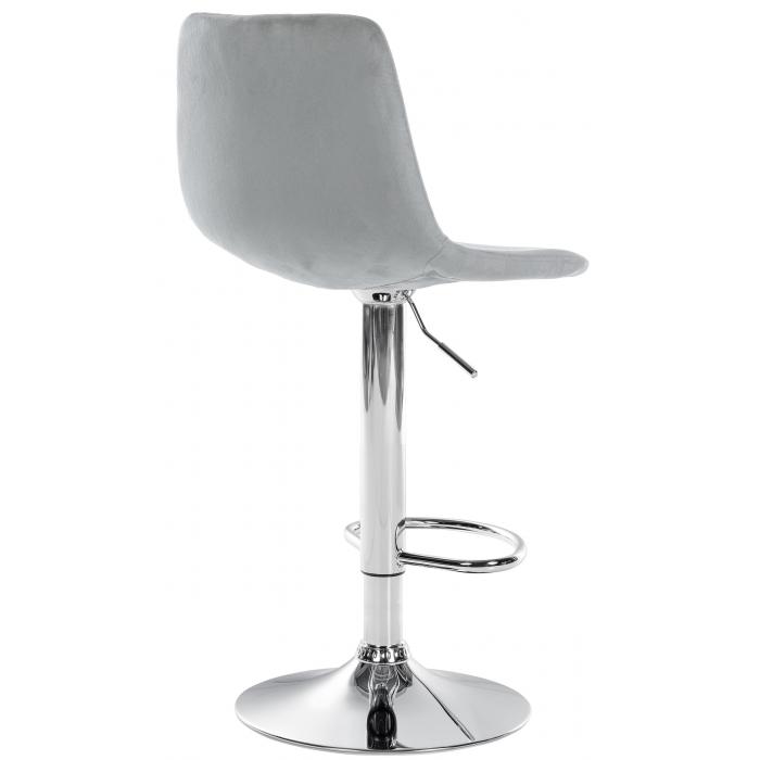 Barhocker HLO-CP252 Samt Chrom ~ grau
