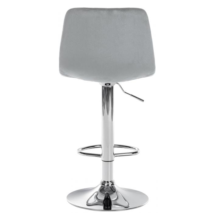 Barhocker HLO-CP252 Samt Chrom ~ grau