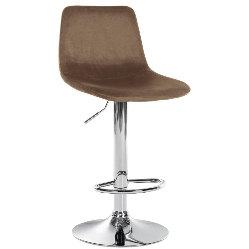 Barhocker HLO-CP252 Samt Chrom ~ braun