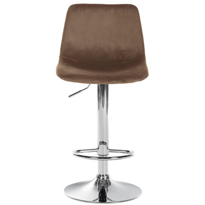 Barhocker HLO-CP252 Samt Chrom ~ braun