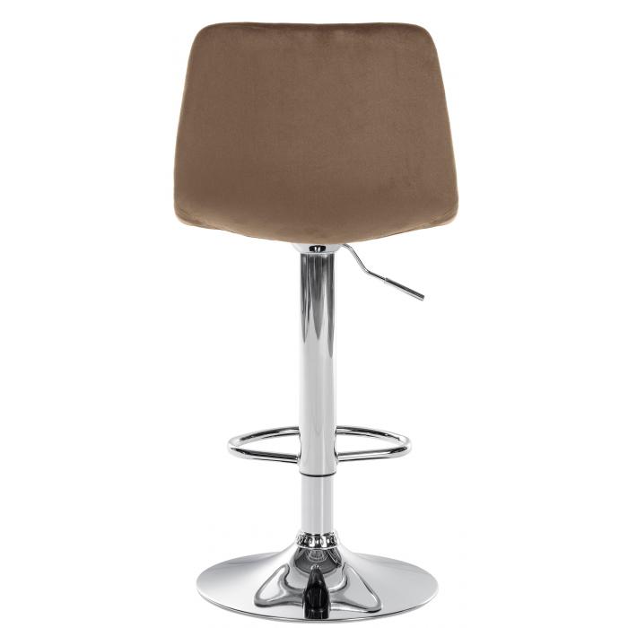 Barhocker HLO-CP252 Samt Chrom ~ braun