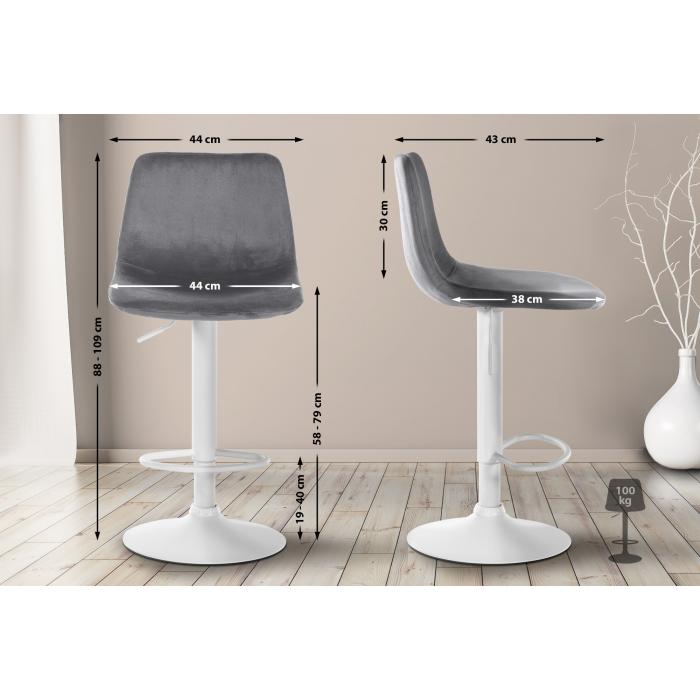 Barhocker HLO-CP252 Samt Wei ~ dunkelgrau