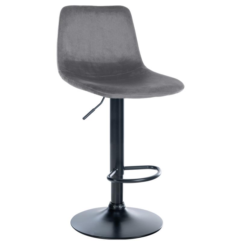Barhocker HLO-CP252 Samt Schwarz ~ dunkelgrau