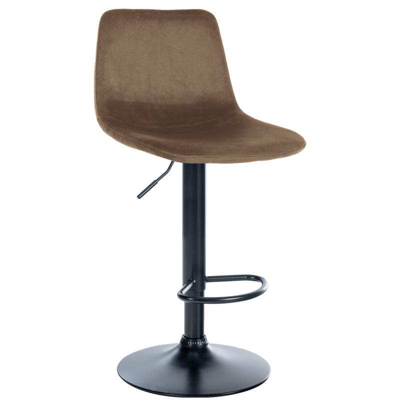 Barhocker HLO-CP252 Samt Schwarz ~ braun
