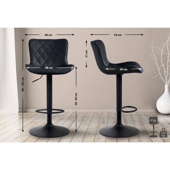 Barhocker HLO-CP254 Kunstleder ~ schwarz