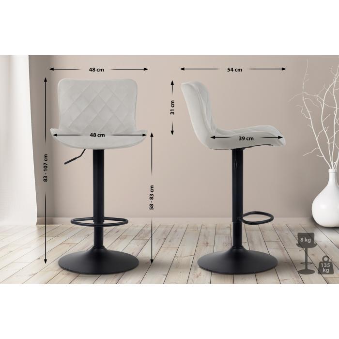 Barhocker HLO-CP255 Samt ~ creme