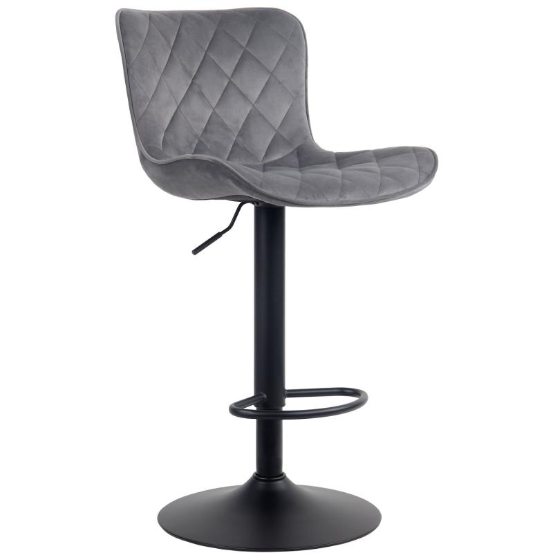 Barhocker HLO-CP255 Samt ~ dunkelgrau