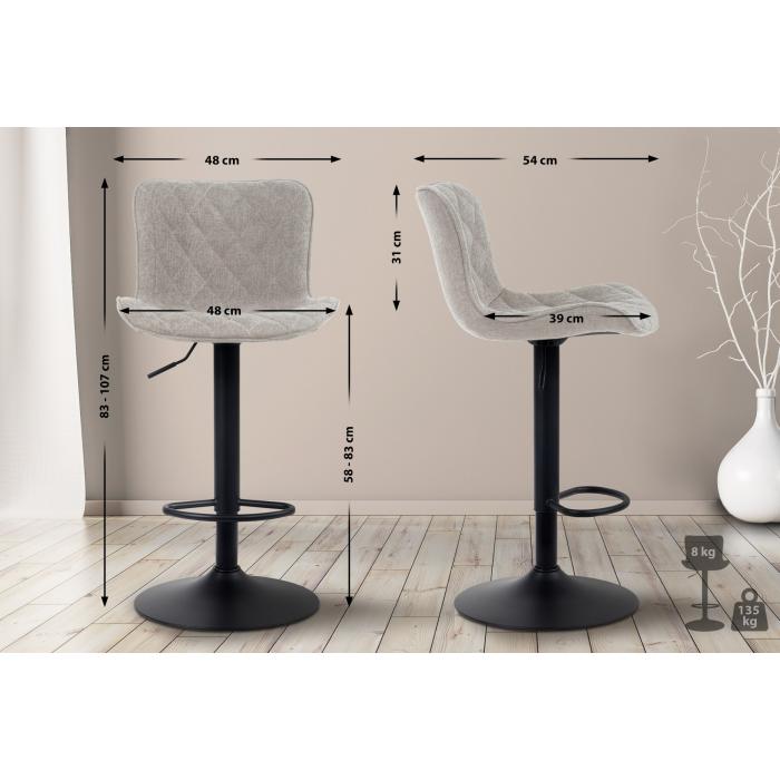 Barhocker HLO-CP256 Stoff ~ taupe