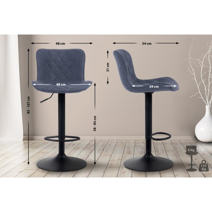 Barhocker HLO-CP256 Stoff ~ blau