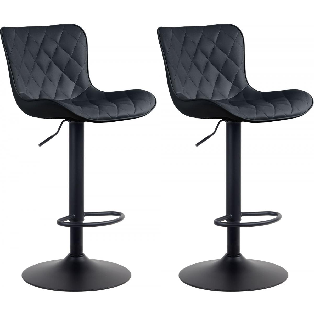 2er Set Barhocker HLO-CP254 Kunstleder ~ schwarz