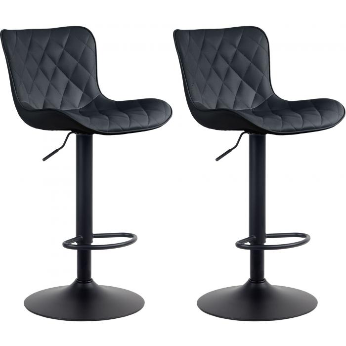 2er Set Barhocker HLO-CP254 Kunstleder ~ schwarz
