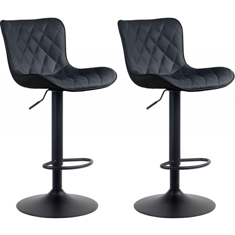 2er Set Barhocker HLO-CP254 Kunstleder ~ schwarz