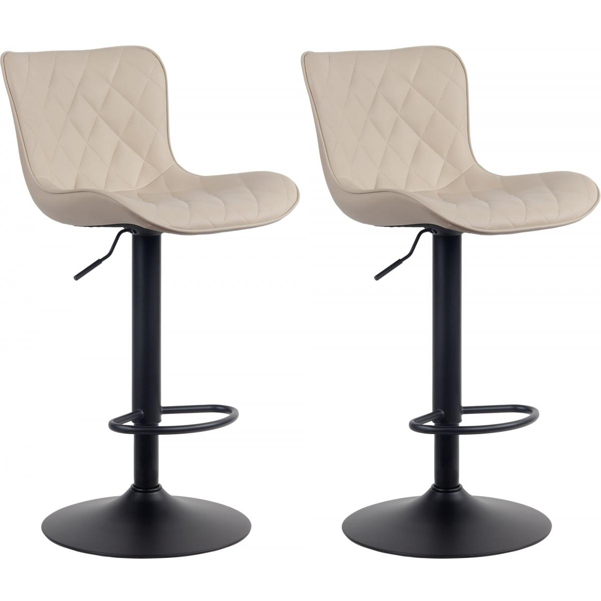2er Set Barhocker HLO-CP254 Kunstleder ~ creme