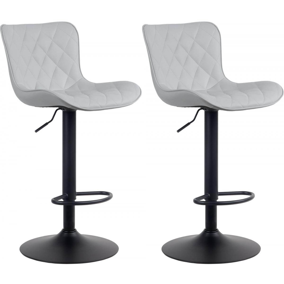 2er Set Barhocker HLO-CP254 Kunstleder ~ grau