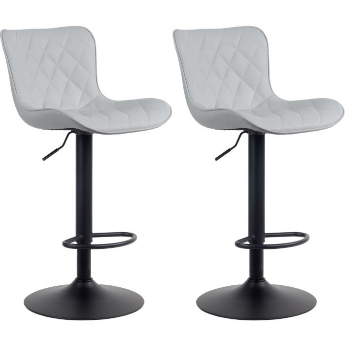 2er Set Barhocker HLO-CP254 Kunstleder ~ grau