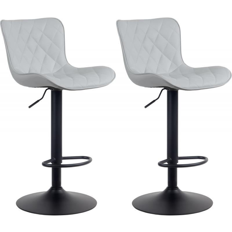 2er Set Barhocker HLO-CP254 Kunstleder ~ grau
